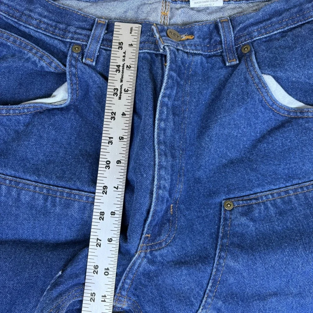 Key Apparel Carpenter Jeans Mens 34x33‎ Blue Denim Dungaree Cotton Double Front